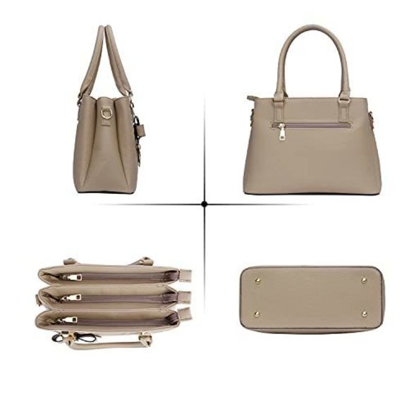 Khaki Quilted Vegan Shoulder Satchel Satchels